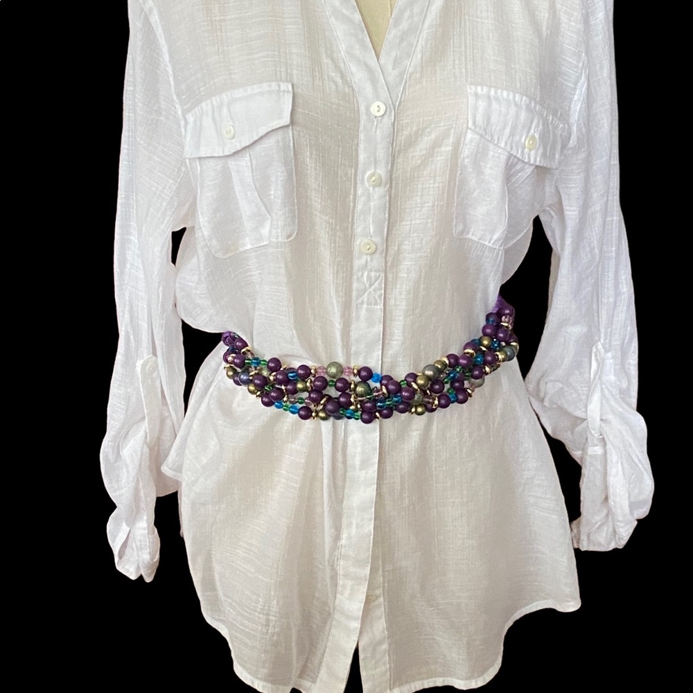 Three Twisted Beaded Belts Adjustable Purple Red … - image 3